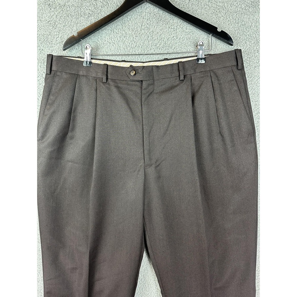 JB Britches Pants Men 40 Regular Brown Wool Winston Pleated Dress Trousers Italy